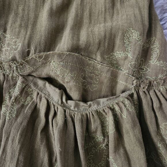 Free People Picking Petals Mini Dress Cardamom Seed Olive Green Women's Large - Picture 5 of 16